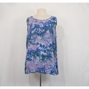 Vintage 90s Tank Top Blue Lavender Purple Lagenlook Art to Wear Misses Size M